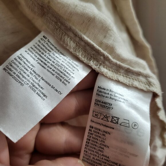 Relaxed Fit Cream Linen Gauze Button-Up Shirt - Size XL - Boho Chic - Picture 6 of 6